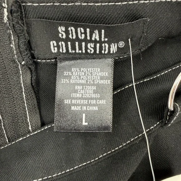 Social Collision Suspender Skirt Women L Black Pleated Grommet Goth Emo - Picture 2 of 10